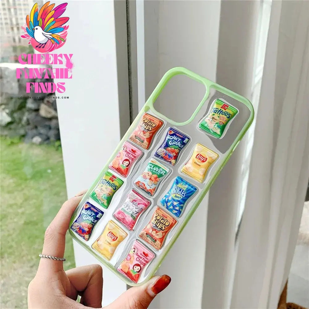 For iPhone 11 12 13 Pro Max Mini 7 8 Plus X XS XR SE 2 3 Protective Cover Creative 3D Potato Chips Snack Packaging Phone Cases Cheeky Fantail Finds