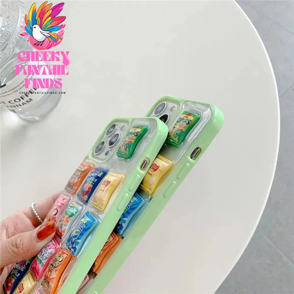 For iPhone 11 12 13 Pro Max Mini 7 8 Plus X XS XR SE 2 3 Protective Cover Creative 3D Potato Chips Snack Packaging Phone Cases Cheeky Fantail Finds