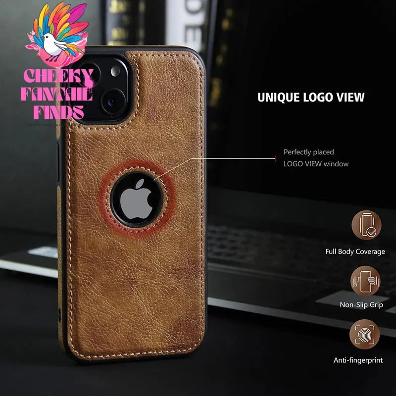 For iPhone 13 12 11 Pro Max Mini XR XS X 8 7 6S Plus SE 2020 Case Slim PU Leather Logo Hole Soft Silicone Shockproof Back Cover Cheeky Fantail Finds