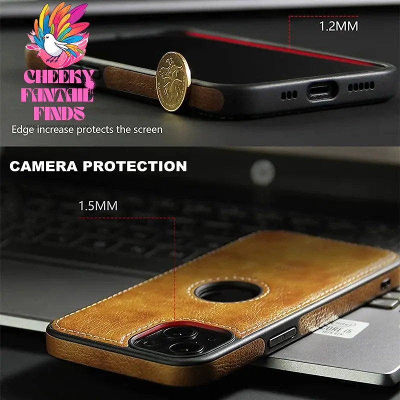 For iPhone 13 12 11 Pro Max Mini XR XS X 8 7 6S Plus SE 2020 Case Slim PU Leather Logo Hole Soft Silicone Shockproof Back Cover Cheeky Fantail Finds