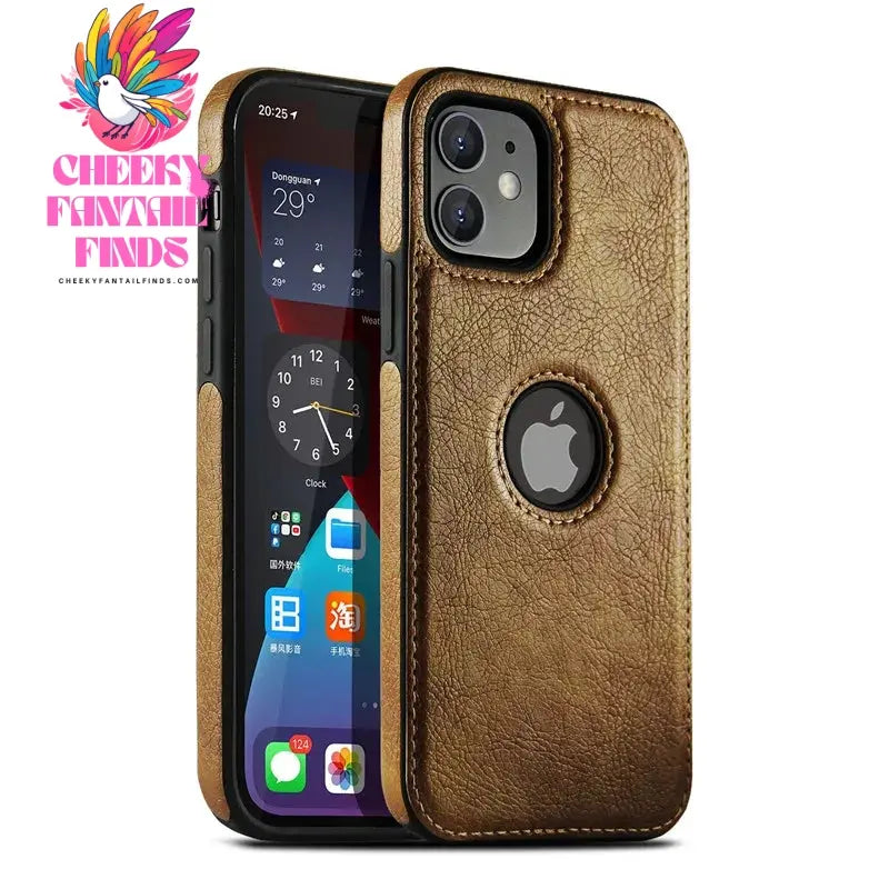 For iPhone 13 12 11 Pro Max Mini XR XS X 8 7 6S Plus SE 2020 Case Slim PU Leather Logo Hole Soft Silicone Shockproof Back Cover Cheeky Fantail Finds
