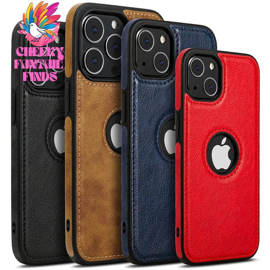 For iPhone 13 12 11 Pro Max Mini XR XS X 8 7 6S Plus SE 2020 Case Slim PU Leather Logo Hole Soft Silicone Shockproof Back Cover Cheeky Fantail Finds