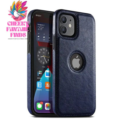 For iPhone 13 12 11 Pro Max Mini XR XS X 8 7 6S Plus SE 2020 Case Slim PU Leather Logo Hole Soft Silicone Shockproof Back Cover Cheeky Fantail Finds