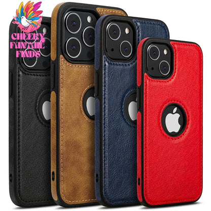 For iPhone 13 12 11 Pro Max Mini XR XS X 8 7 6S Plus SE 2020 Case Slim PU Leather Logo Hole Soft Silicone Shockproof Back Cover Cheeky Fantail Finds