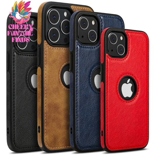 For iPhone 13 12 11 Pro Max Mini XR XS X 8 7 6S Plus SE 2020 Case Slim PU Leather Logo Hole Soft Silicone Shockproof Back Cover Cheeky Fantail Finds