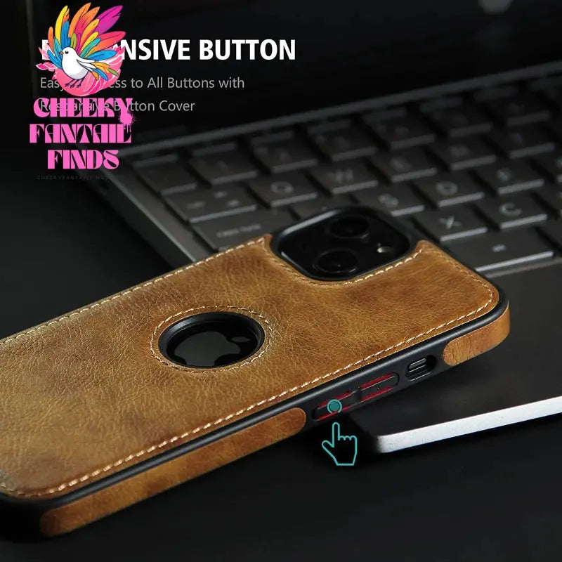 For iPhone 13 12 11 Pro Max Mini XR XS X 8 7 6S Plus SE 2020 Case Slim PU Leather Logo Hole Soft Silicone Shockproof Back Cover Cheeky Fantail Finds