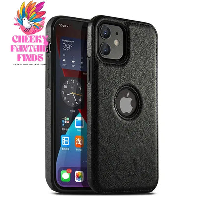 For iPhone 13 12 11 Pro Max Mini XR XS X 8 7 6S Plus SE 2020 Case Slim PU Leather Logo Hole Soft Silicone Shockproof Back Cover Cheeky Fantail Finds