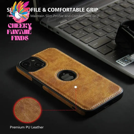 For iPhone 13 12 11 Pro Max Mini XR XS X 8 7 6S Plus SE 2020 Case Slim PU Leather Logo Hole Soft Silicone Shockproof Back Cover Cheeky Fantail Finds