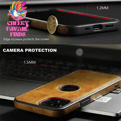 For iPhone 13 12 11 Pro Max Mini XR XS X 8 7 6S Plus SE 2020 Case Slim PU Leather Logo Hole Soft Silicone Shockproof Back Cover Cheeky Fantail Finds