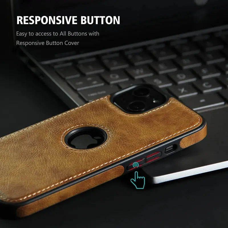 For iPhone 13 12 11 Pro Max Mini XR XS X 8 7 6S Plus SE 2020 Case Slim PU Leather Logo Hole Soft Silicone Shockproof Back Cover Cheeky Fantail Finds