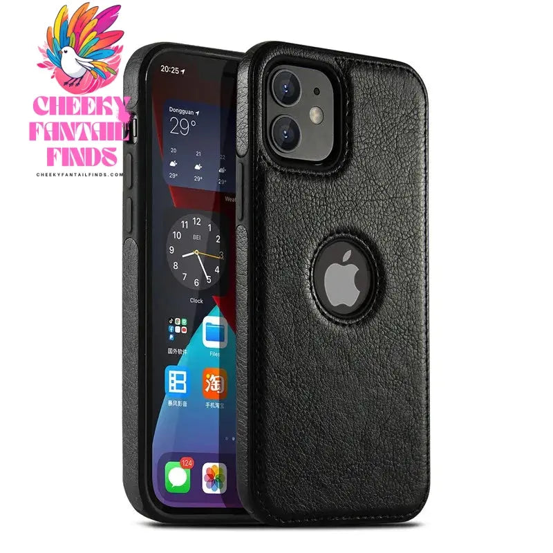 For iPhone 13 12 11 Pro Max Mini XR XS X 8 7 6S Plus SE 2020 Case Slim PU Leather Logo Hole Soft Silicone Shockproof Back Cover Cheeky Fantail Finds