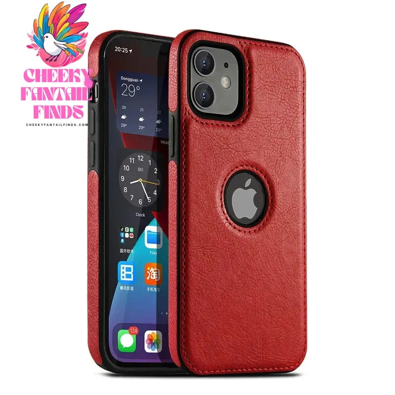 For iPhone 13 12 11 Pro Max Mini XR XS X 8 7 6S Plus SE 2020 Case Slim PU Leather Logo Hole Soft Silicone Shockproof Back Cover Cheeky Fantail Finds
