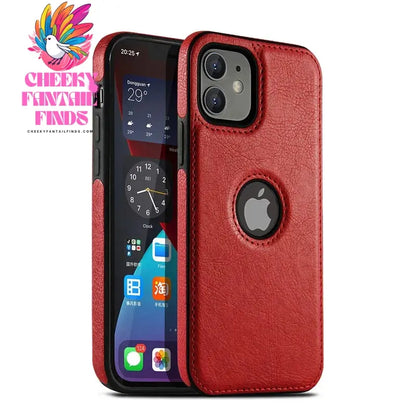 For iPhone 13 12 11 Pro Max Mini XR XS X 8 7 6S Plus SE 2020 Case Slim PU Leather Logo Hole Soft Silicone Shockproof Back Cover Cheeky Fantail Finds