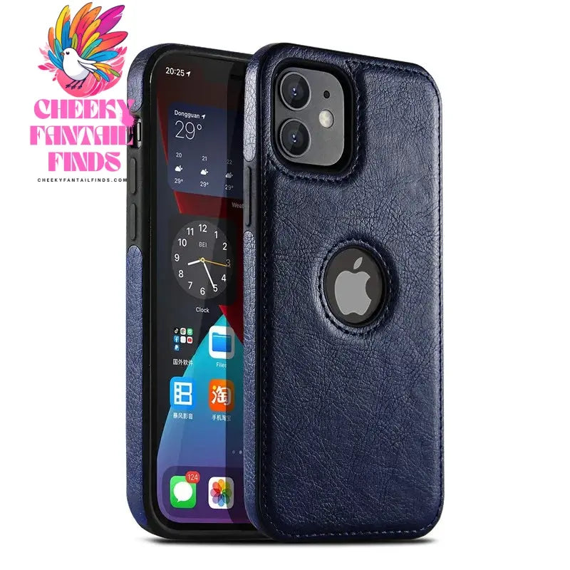 For iPhone 13 12 11 Pro Max Mini XR XS X 8 7 6S Plus SE 2020 Case Slim PU Leather Logo Hole Soft Silicone Shockproof Back Cover Cheeky Fantail Finds
