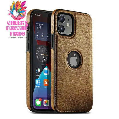 For iPhone 13 12 11 Pro Max Mini XR XS X 8 7 6S Plus SE 2020 Case Slim PU Leather Logo Hole Soft Silicone Shockproof Back Cover Cheeky Fantail Finds