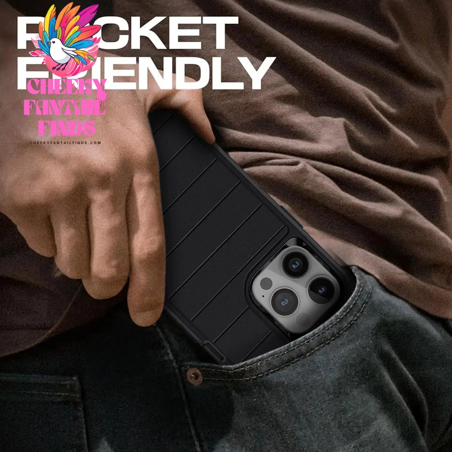 For iPhone 13/iPhone 13 Pro/iPhone 13 Pro Max 5G 3-Layers Heavy Duty Protective Kickstand Phone Cover Black Case Cheeky Fantail Finds