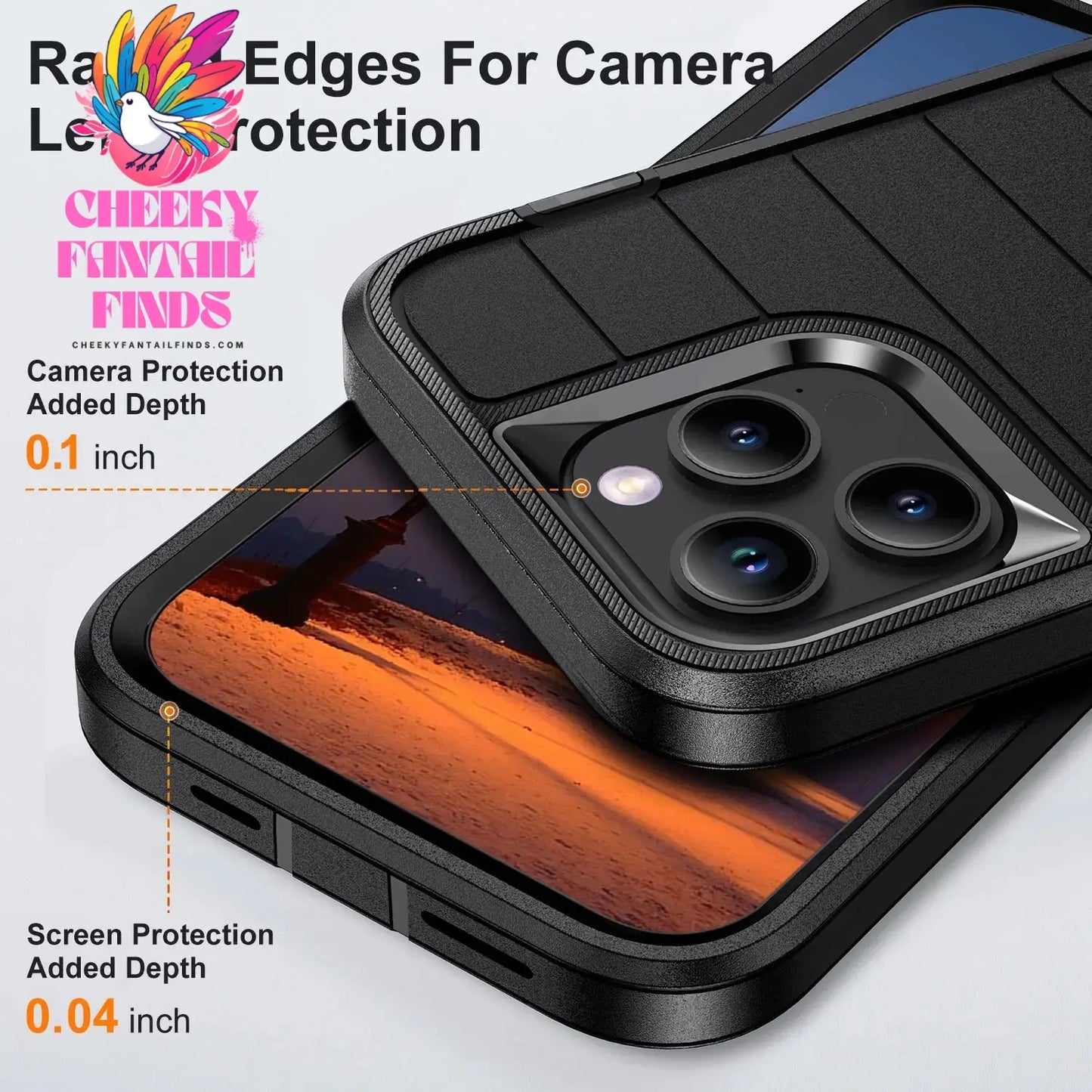 For iPhone 13/iPhone 13 Pro/iPhone 13 Pro Max 5G 3-Layers Heavy Duty Protective Kickstand Phone Cover Black Case Cheeky Fantail Finds