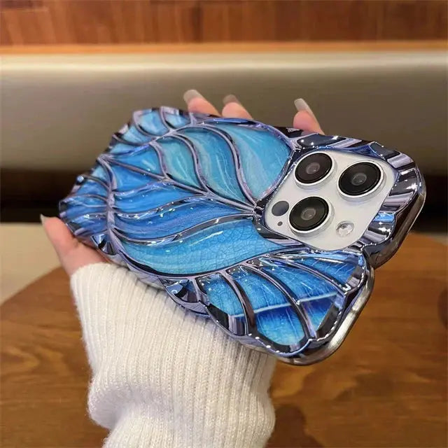 For iPhone 15 Pro Max Luxury Colour Tree Leaf Plating Frame Phone Case For iPhone 11 12 13 14 15 16 Plus Soft Protective Cover Cheeky Fantail Finds