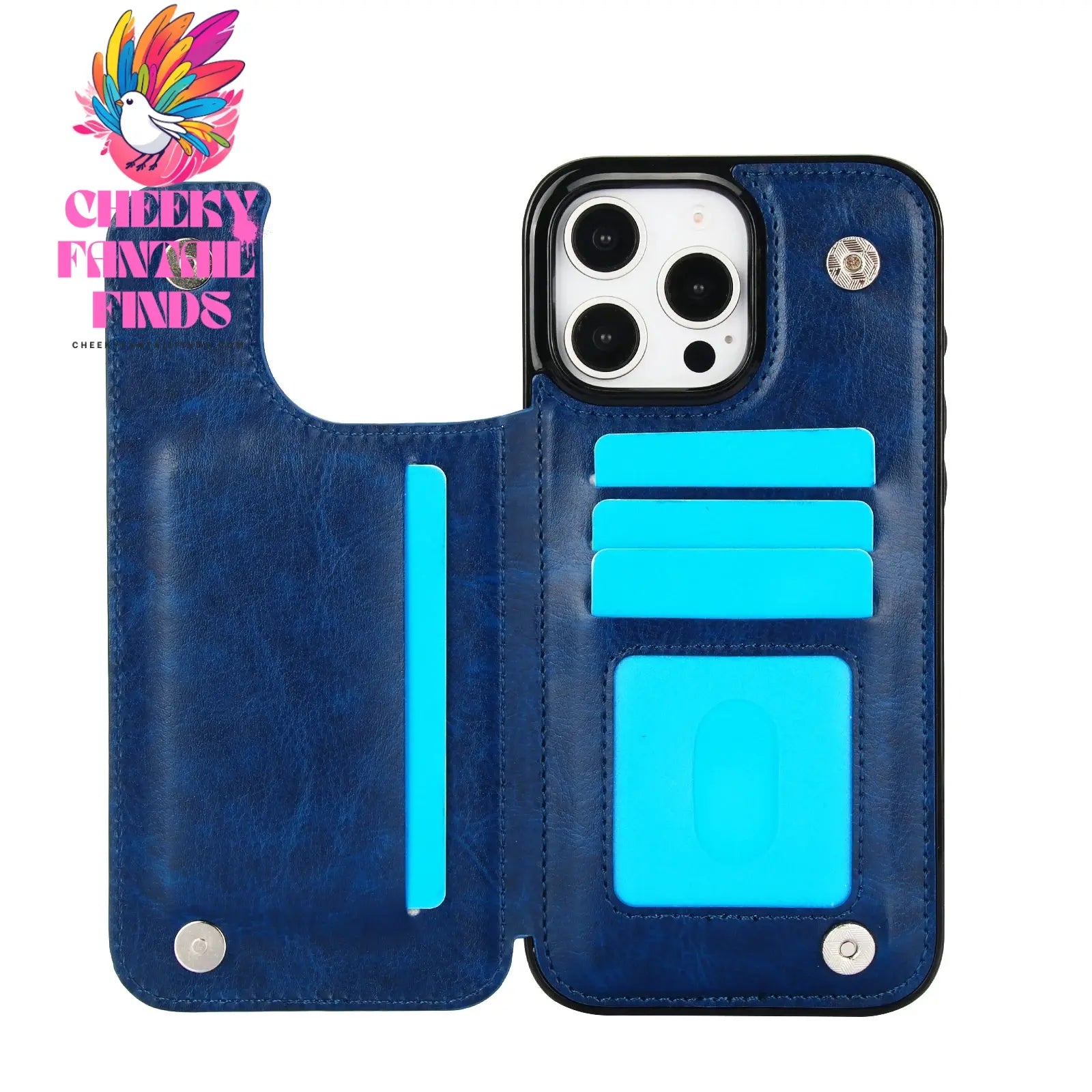 For iPhone 16 15 14 13 12 11 Pro Max PU Leather Case Kickstand Card Holder, Double Magnetic Clasp and Durable Shockproof Cover Cheeky Fantail Finds