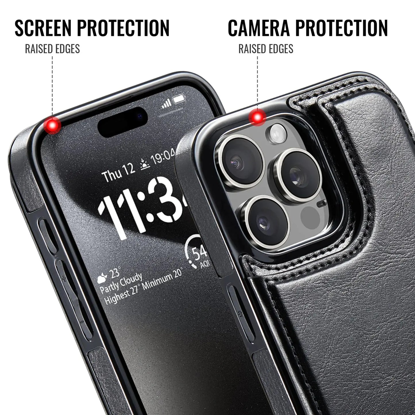 For iPhone 16 15 14 13 12 11 Pro Max PU Leather Case Kickstand Card Holder, Double Magnetic Clasp and Durable Shockproof Cover Cheeky Fantail Finds