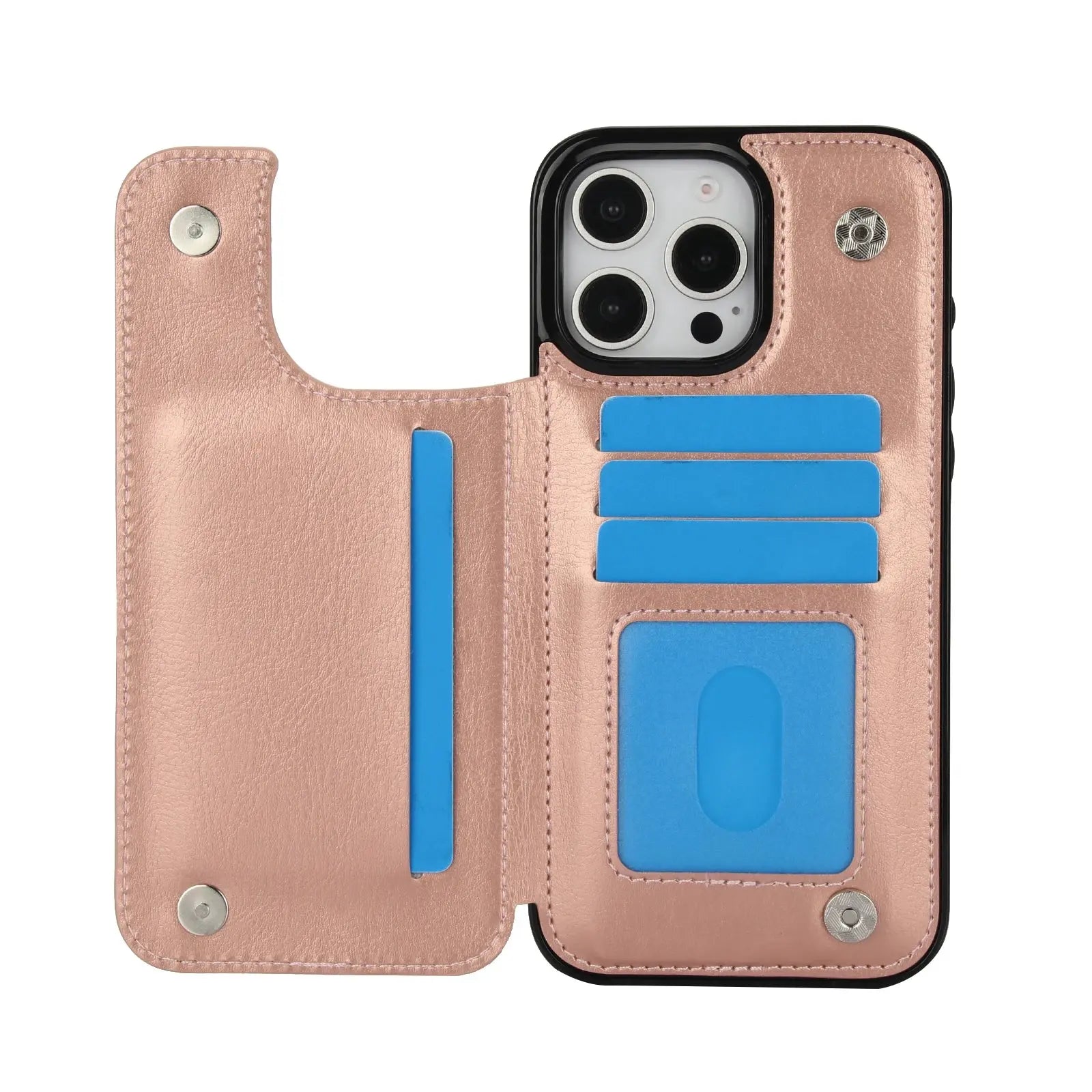For iPhone 16 15 14 13 12 11 Pro Max PU Leather Case Kickstand Card Holder, Double Magnetic Clasp and Durable Shockproof Cover Cheeky Fantail Finds