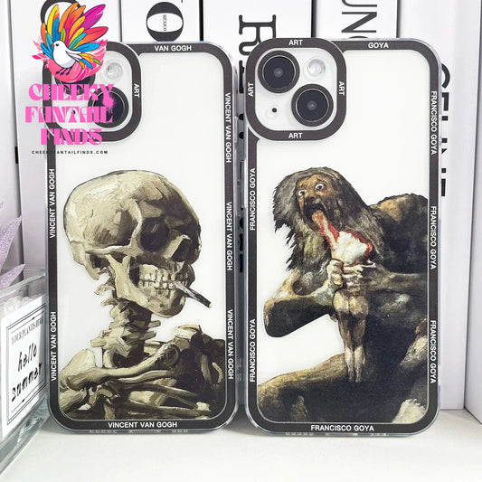 Francisco Goya Van Gogh Skeleton Art Aesthetic Phone Case For iPhone 16 15 14 13 12 11 Pro Max Mini Plus Clear Soft Cover Cheeky Fantail Finds