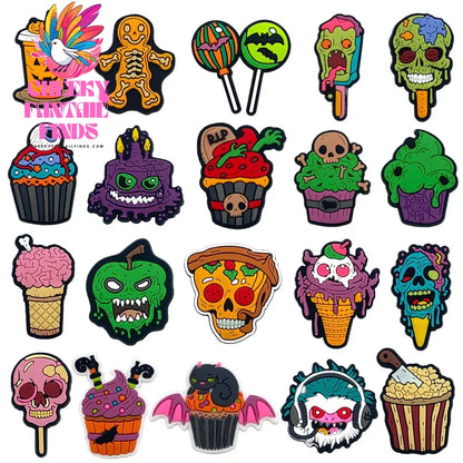 Funny 1PCS Halloween Series Cartoon Ghosts Skeleton PVC Shoe Charms DIY Candy Accessories Decorate Kids Unisex Party Gift Cheeky Fantail Finds