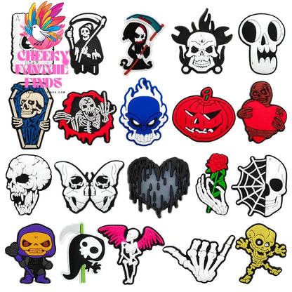 Funny 1PCS Halloween Series Cartoon Ghosts Skeleton PVC Shoe Charms DIY Candy Accessories Decorate Kids Unisex Party Gift Cheeky Fantail Finds