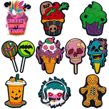 Funny 1PCS Halloween Series Cartoon Ghosts Skeleton PVC Shoe Charms DIY Candy Accessories Decorate Kids Unisex Party Gift Cheeky Fantail Finds