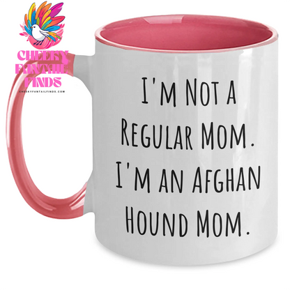 Funny Afghan Hound Dog Mom Gift for Dad, 'I'm Not A Regular Mom. I'm An Afghan Hound Mom.' Two Tone Coffee Mug, Gifts from Mom for Father's Day - Main