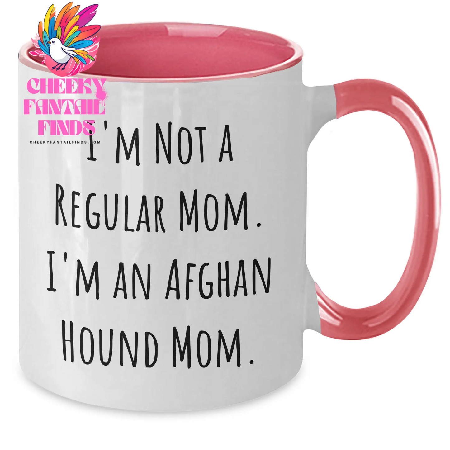 Funny Afghan Hound Dog Mom Gift for Dad, 'I'm Not A Regular Mom. I'm An Afghan Hound Mom.' Two Tone Coffee Mug, Gifts from Mom for Father's Day - Additional