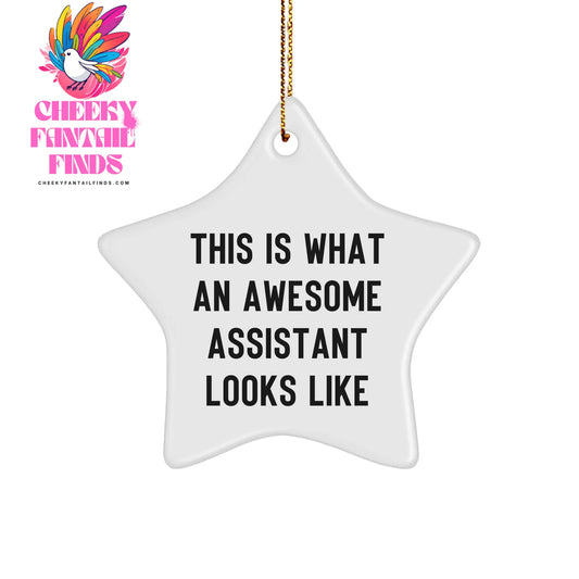 Funny Assistant Gifts for Christmas - This Is What An Awesome Assistant Looks Like Star Ornament, Gifts from Men to Women, Friends, Coworkers, Family - Image 1