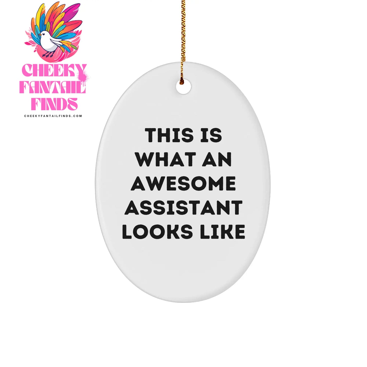 Funny Assistant Gifts from Friends, Christmas Unique Oval Ornaments This Is What An Awesome Assistant Looks Like, Gifts for Assistant - Image 1
