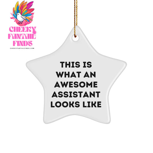 Funny Assistant Gifts from Friends, Christmas Unique Star Ornaments for Awesome Assistants, This Is What An Awesome Assistant Looks Like - Image 1