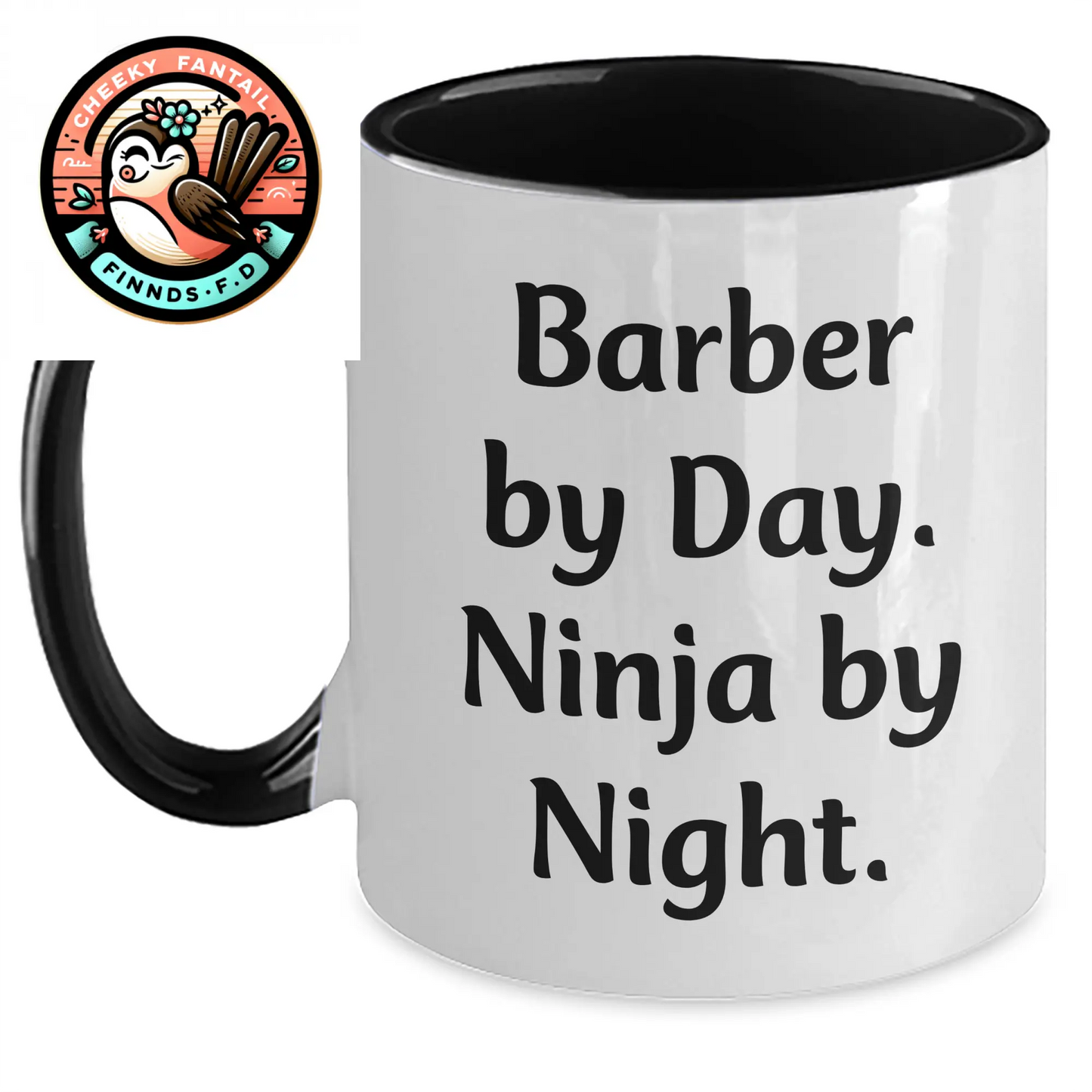 Funny Barber Gifts from Men - Barber By Day Ninja By Night Two Tone Coffee Mug for Father's Day Unique Presents - Main