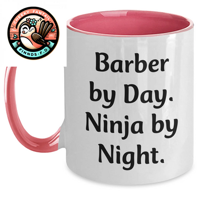 Funny Barber Gifts from Men - Barber By Day Ninja By Night Two Tone Coffee Mug for Father's Day Unique Presents - Main