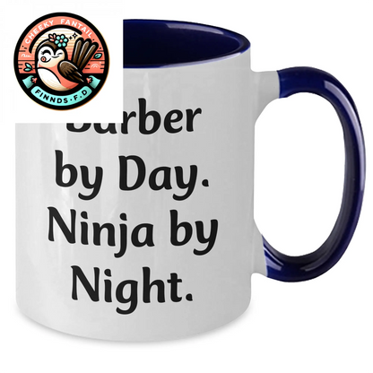 Funny Barber Gifts from Men - Barber By Day Ninja By Night Two Tone Coffee Mug for Father's Day Unique Presents - Additional