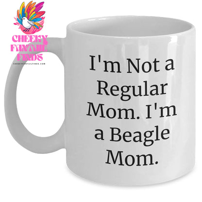 Funny Beagle Dog Mom Gifts for Men, White Coffee Mug with 'I'm Not A Regular Mom. I'm A Beagle Mom.' Quote for Father's Day, Gifts from Family - Main