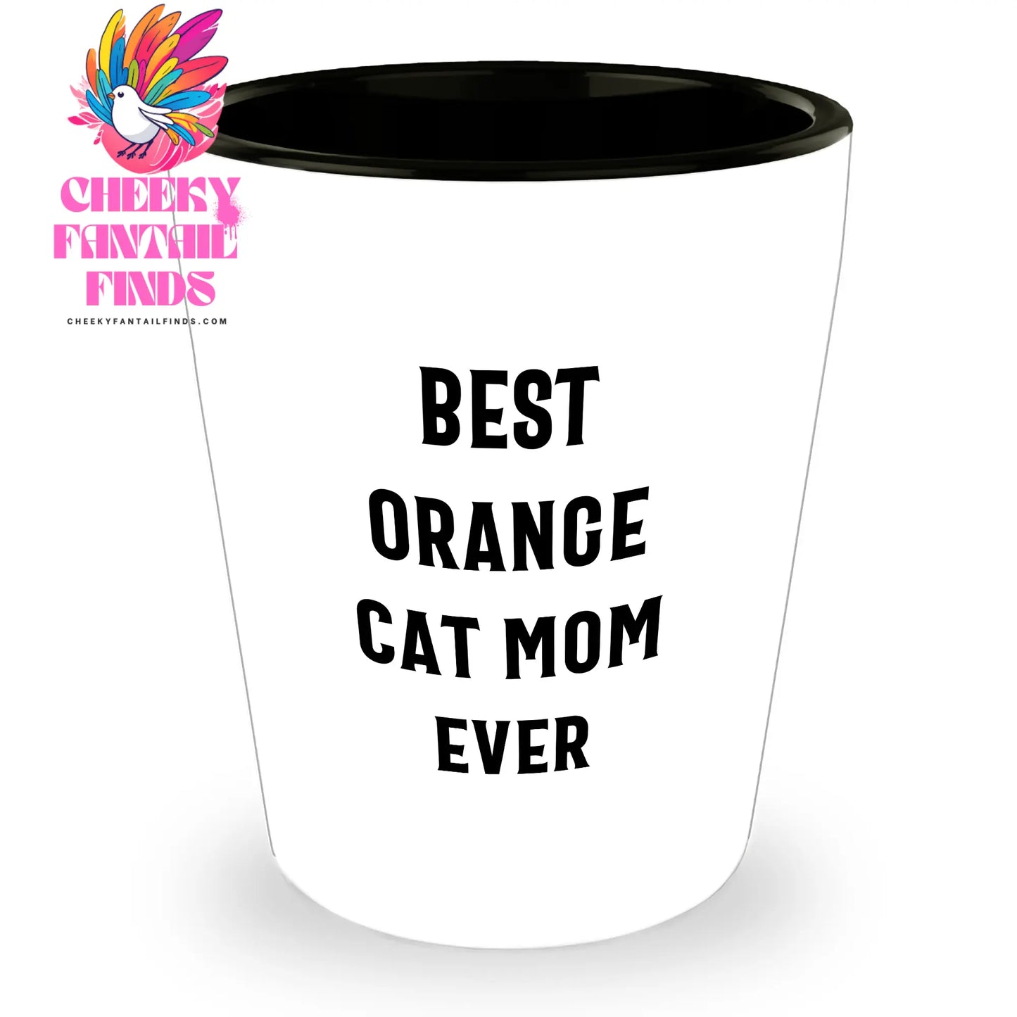 Funny Best Orange Cat Mom Ever Gifts for Father's Day | Cute 1.5oz White Ceramic Shot Glass | Microwave and Dishwasher Safe - Image 1