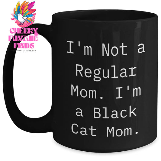 Funny Black Cat Mom Gifts from Family for Father's Day Unique Black Coffee Mug - Main