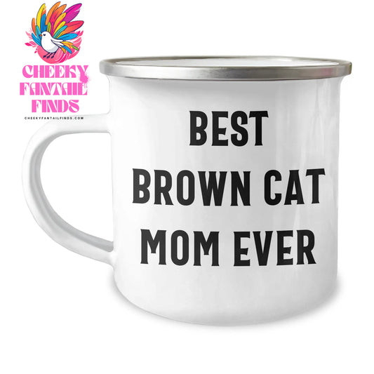 Funny Brown Cat Camping Mug | Cute Brown Cat Mom Gifts | Gifts for Brown Cat Owners | Funny Brown Cat Father's Day Unique Gifts - Image 1
