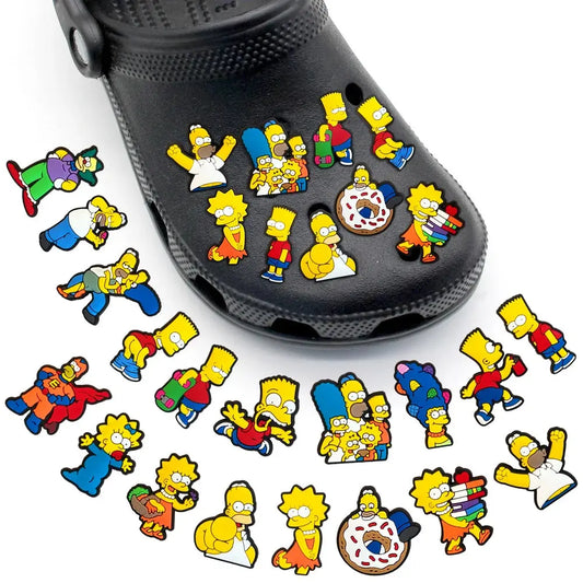 Funny Cartoon comedy Yellow Shoe Charms Family Characters PVC 1PCS Fashion Sandals Pin DIY Accessories Decorate Boys kids Gifts Cheeky Fantail Finds