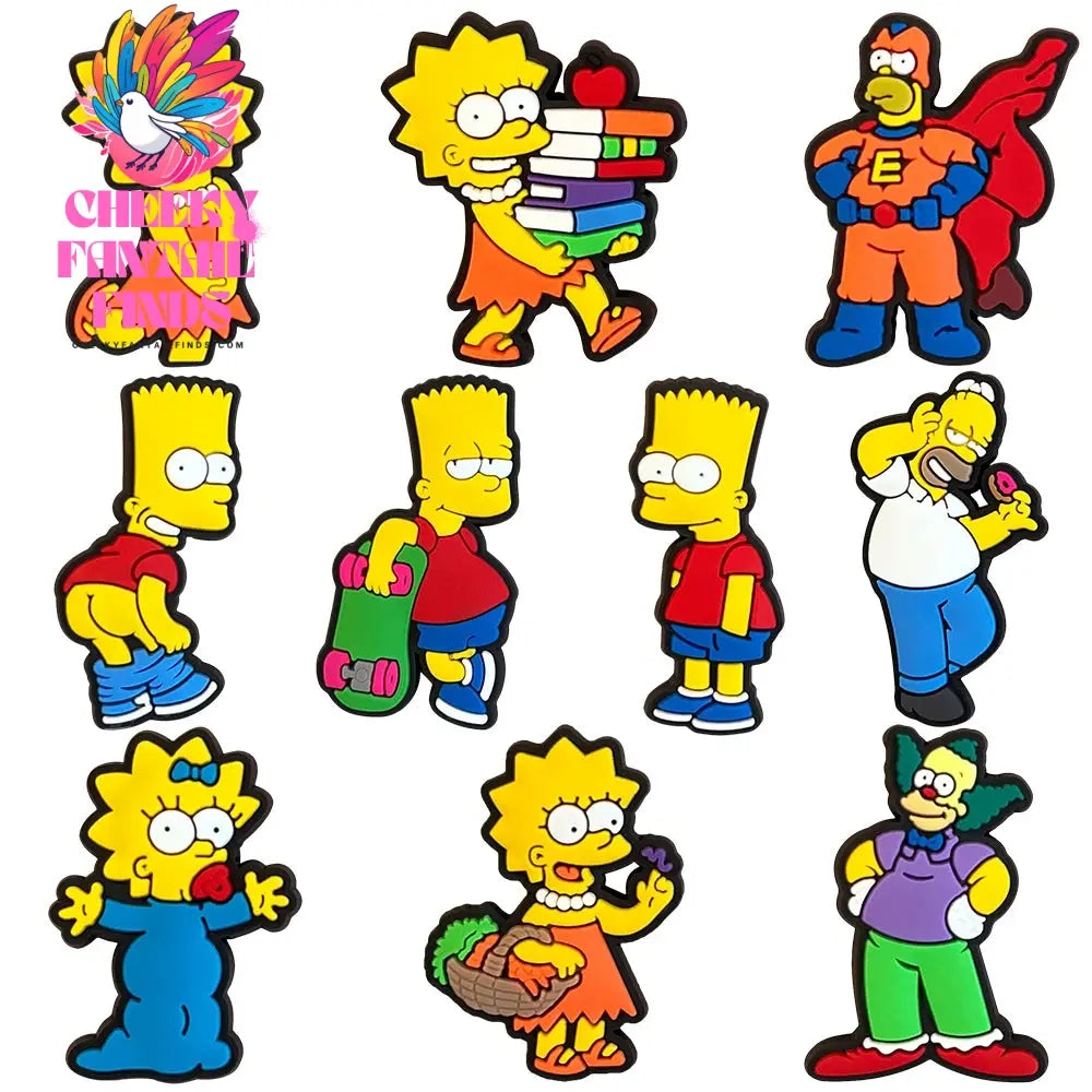 Funny Cartoon comedy Yellow Shoe Charms Family Characters PVC 1PCS Fashion Sandals Pin DIY Accessories Decorate Boys kids Gifts Cheeky Fantail Finds