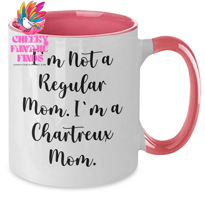 Funny Chartreux Cat Mom Gifts - I'm Not A Regular Mom. I'm A Chartreux Mom. Two Tone Coffee Mug for Father's Day from Friends or Family - Additional