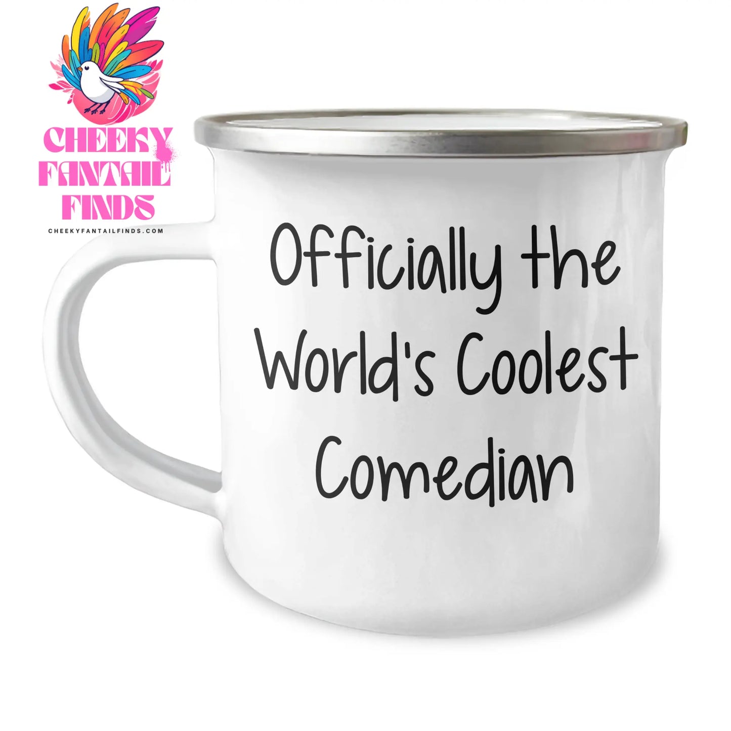 Funny Comedian Gifts from Friends to Family, Mother's Day Unique Camping Mugs, 'Officially The World's Coolest Comedian' Quote, 12 oz Stainless Steel with Enamel Finish - Image 1