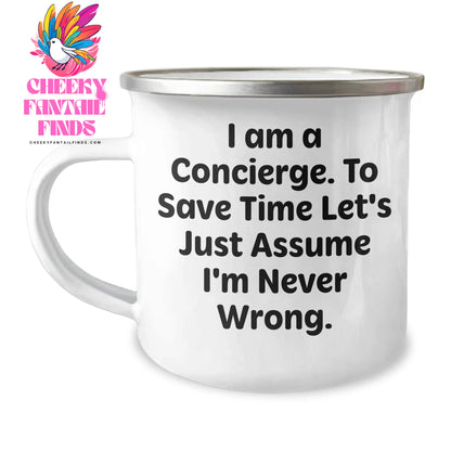 Funny Concierge Gifts for Mom on Mother's Day - I'm Never Wrong Camping Mug, 12 oz Stainless Steel with Enamel Finish - Image 1