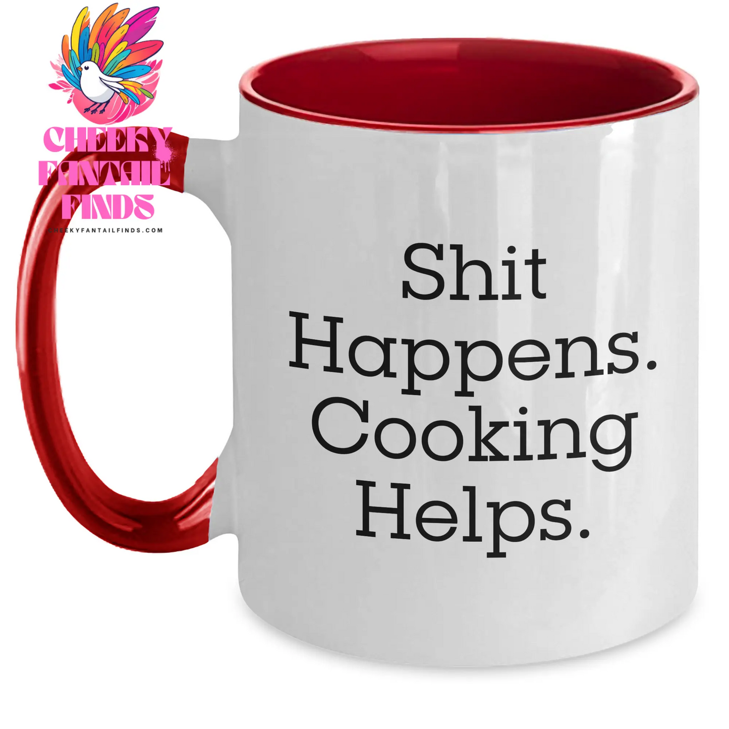Funny Cooking Gifts for Her, Shit Happens, Unique Two Tone Coffee Mugs from Family, Perfect for Mother's Day, Cooking Enthusiasts - Main
