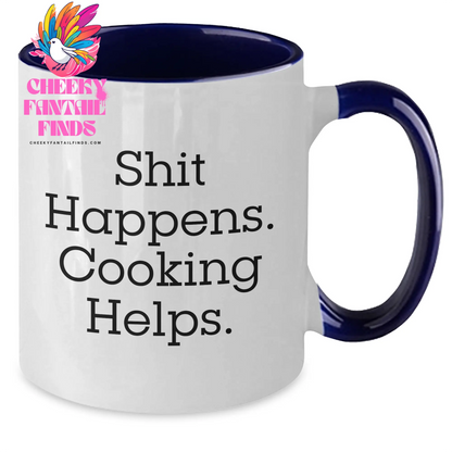 Funny Cooking Gifts for Her, Shit Happens, Unique Two Tone Coffee Mugs from Family, Perfect for Mother's Day, Cooking Enthusiasts - Additional