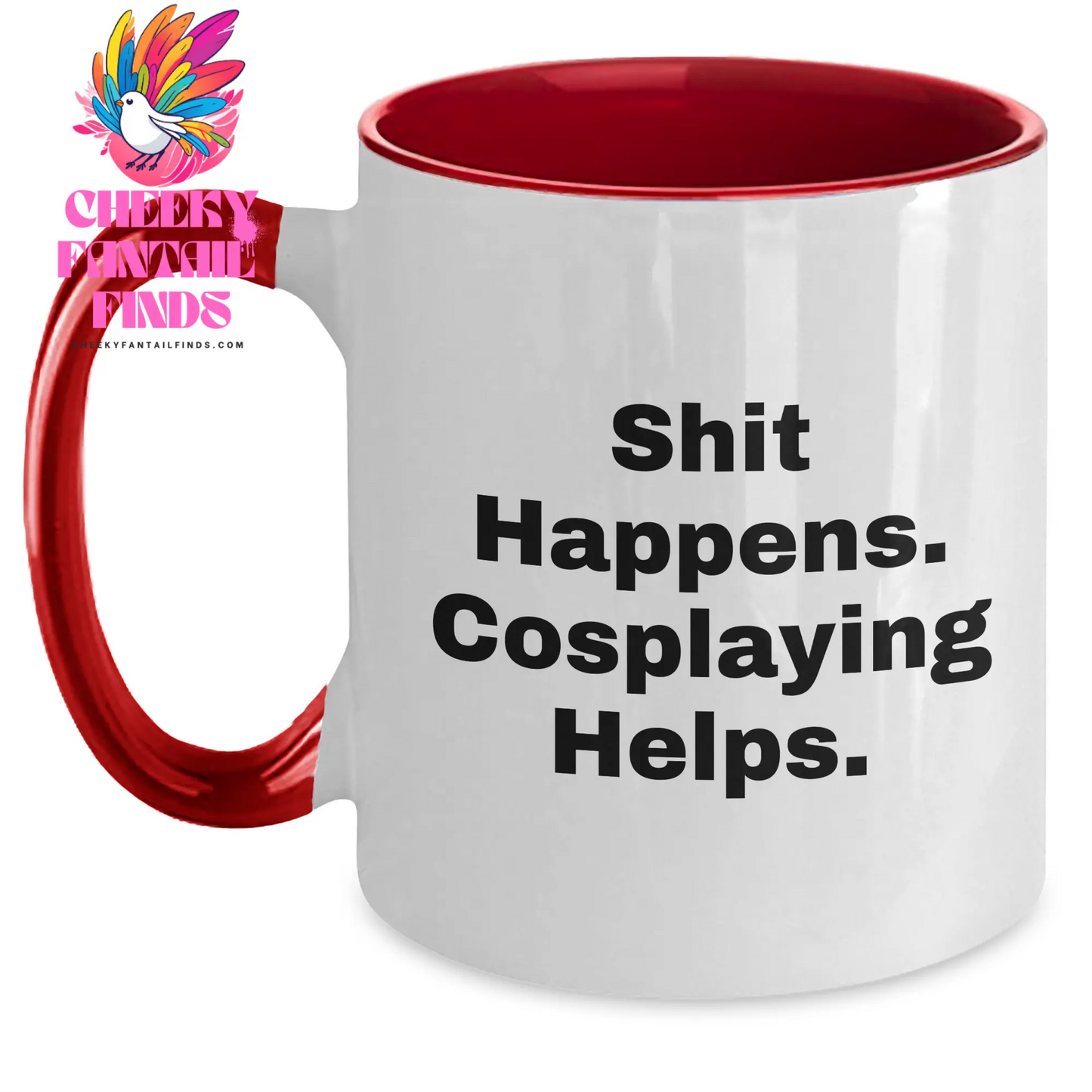 Funny Cosplaying Gifts for Men, Shit Happens Two Tone Coffee Mug, Unique Father's Day Unique Gifts from Friends - Main