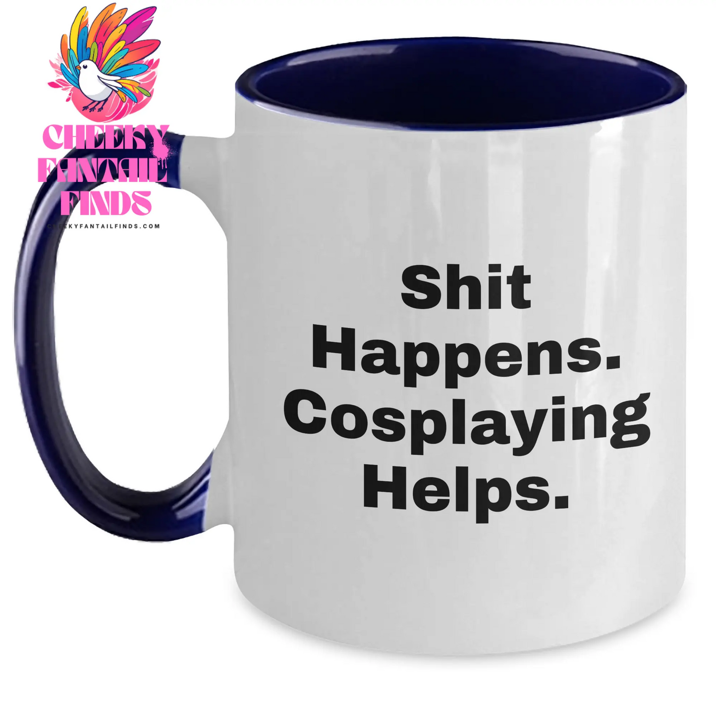 Funny Cosplaying Gifts for Men, Shit Happens Two Tone Coffee Mug, Unique Father's Day Unique Gifts from Friends - Main